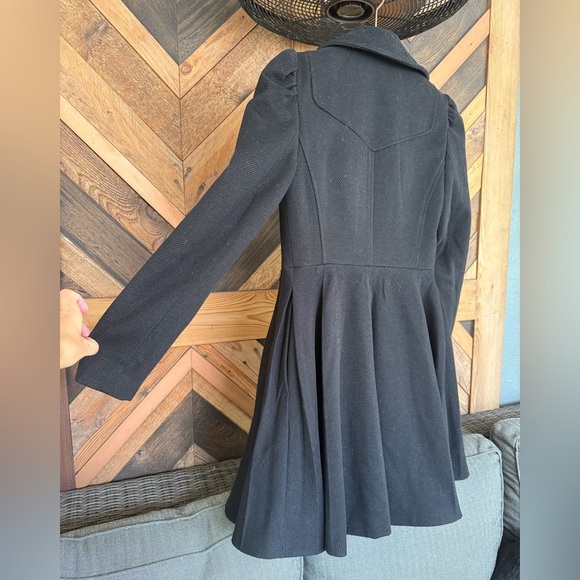 ASOS Black Trench Peacoat Skater Coat Size 4 - Picture 6 of 7